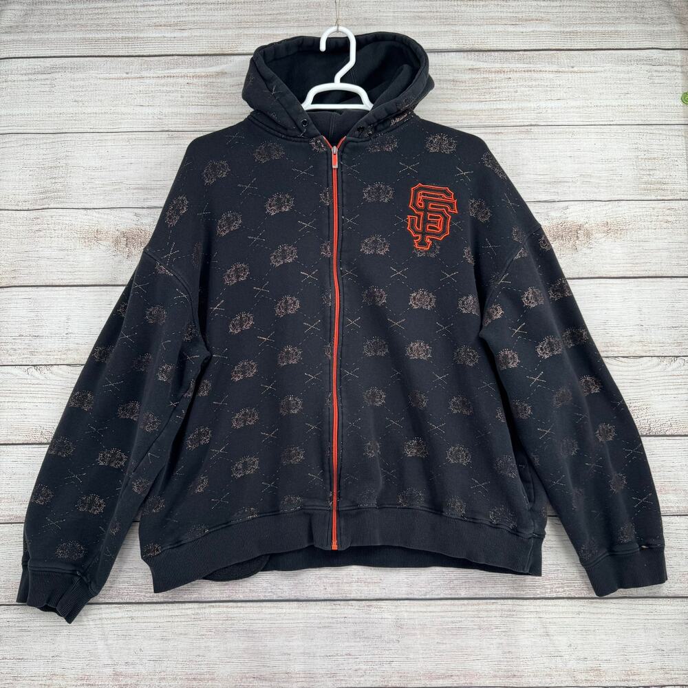 Stitches MLB San Francisco‎ Giants Full Zip Hoodie Adult 2XL Black Embroidered